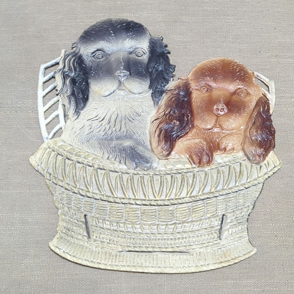 Vintage Victorian style Die Cut embossed paper dogs
